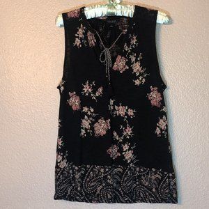 Lucky Brand Black Floral Blouse Size S